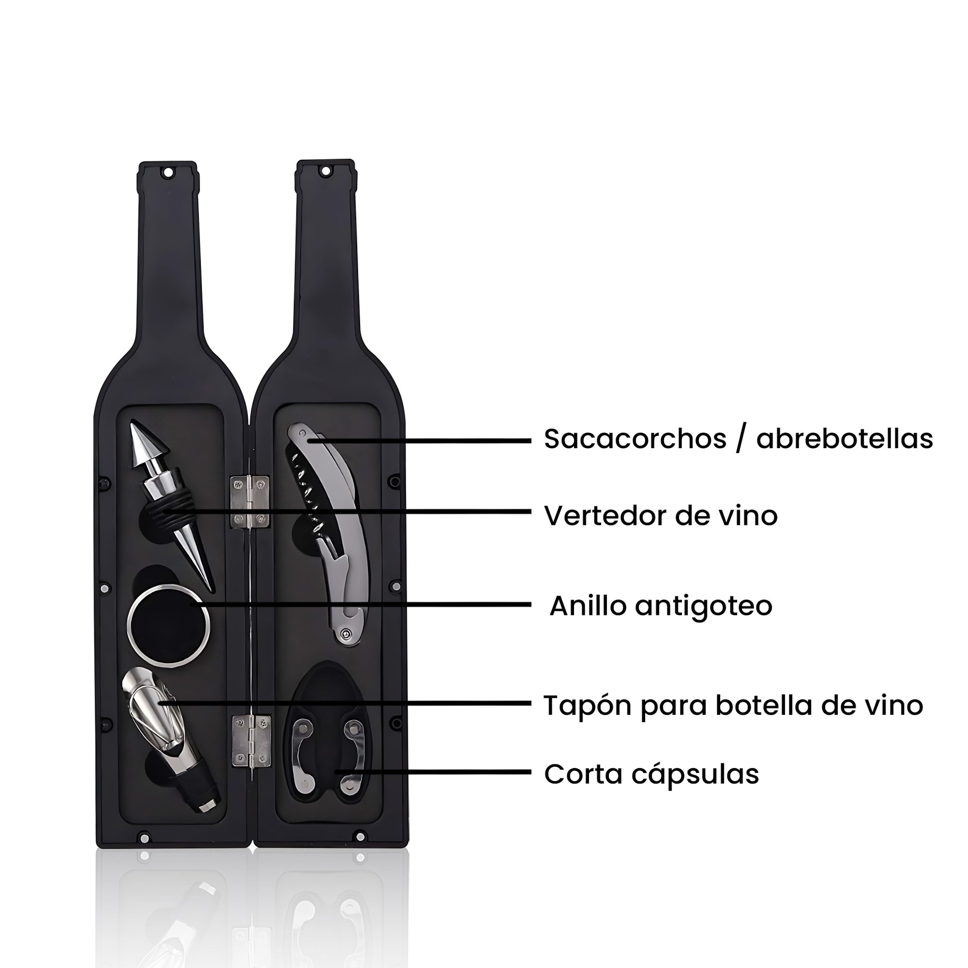 partes del set de accesorios de vino